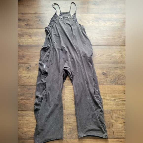 Free People Movement Jumpsuit Hot Shot Washed Black Boho Slouchy Womens Large - Picture 4 of 6